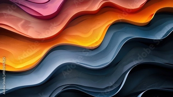 Fototapeta Vibrant abstract landscape composed of layered organic shapes fluid lines and gradient color transitions in warm fiery tones creating a dynamic futuristic and mesmerizing visual experience