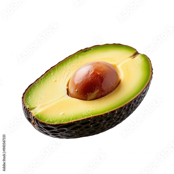 Obraz Juicy avocado halves on transparent background, set against sleek black backdrop, showcasing vibrant green and yellow hues with a hint of dark brown in the pit