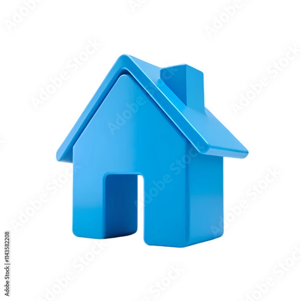 Obraz 3D Render of a Vibrant Blue Home Icon