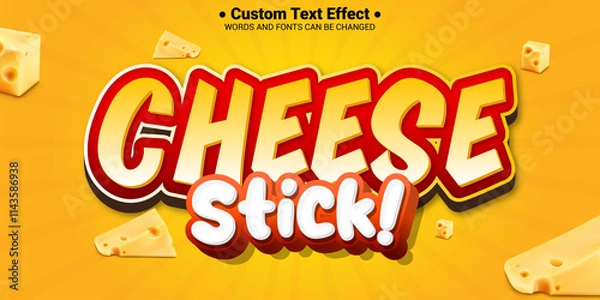 Fototapeta Cheese stick food label cartoon text effect editable typography font style