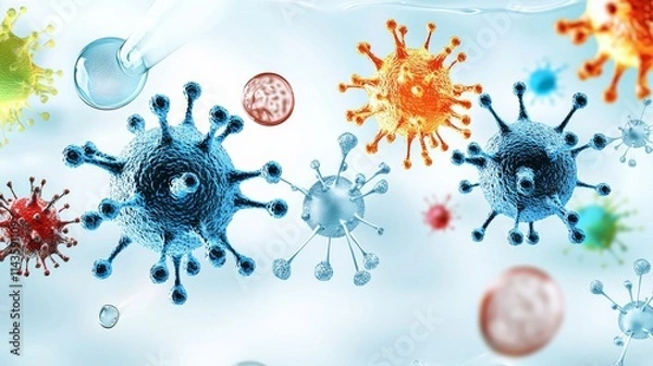 Fototapeta Exploring free radicals nanoparticles interaction in futuristic research environments