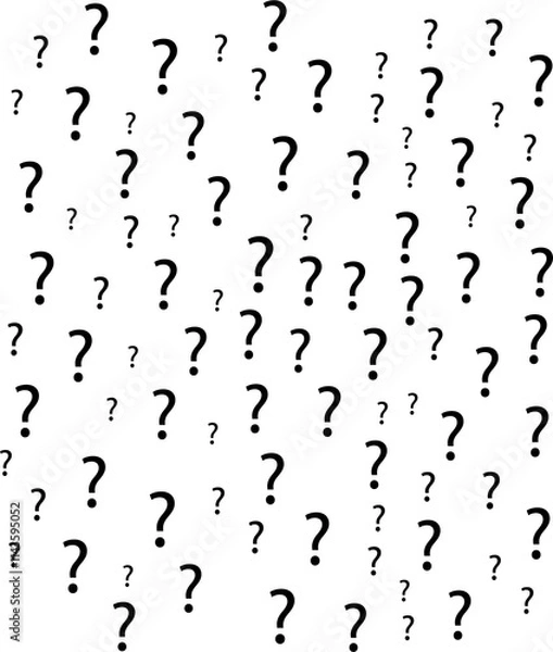 Obraz Question mark seamless pattern . Vector seamless pattern with question marks. Monochrome hipster background. Hand drawn random black punctuation marks.