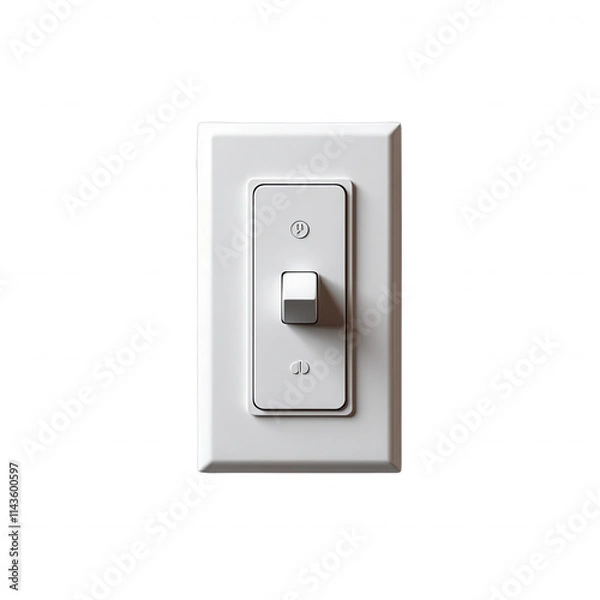 Obraz A set of modern lighting switches on a transparent background: sleek light switch, adjustable dimmer switch, and single-pole light switch in crisp white design