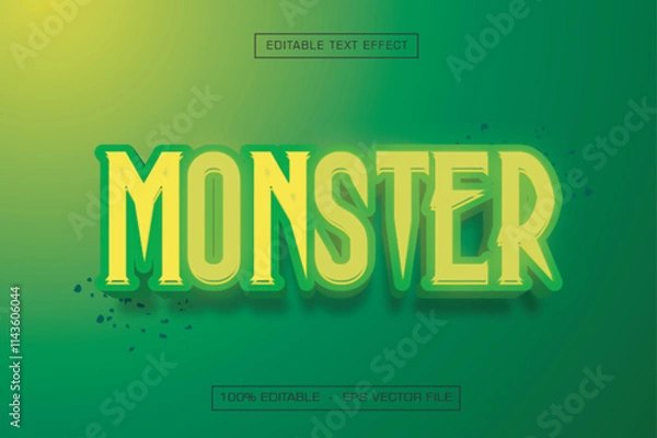 Fototapeta Monster Text Effect, Editable Green Text Style
