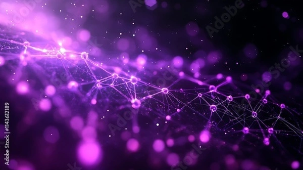 Fototapeta Neural network of neurons with purple glowing connection
