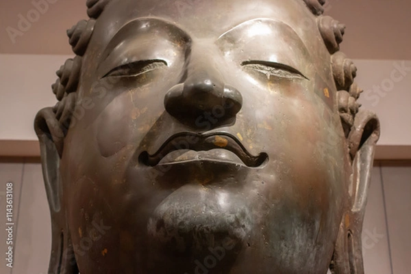 Fototapeta head of buddha image (head of phra saenswae) Lanna Art