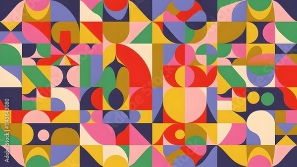 Fototapeta Colorful Geometric Bliss Seamless Pattern for Trendy Wallpaper and Fabric Backgrounds