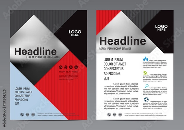 Fototapeta Brochure Annual Report Flyer design template. Leaflet cover Presentation Modern flat background. illustration vector in A4 size EPS 10