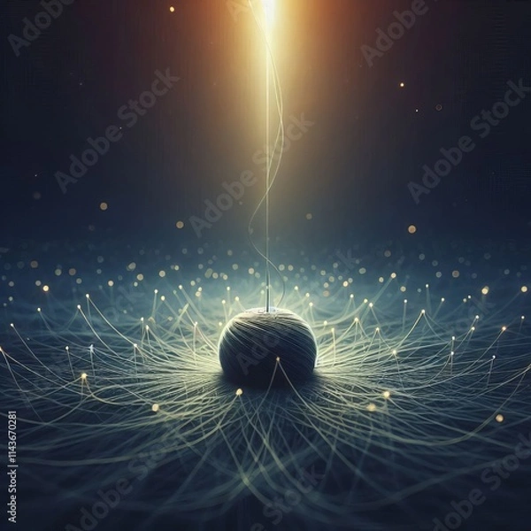 Obraz A Single Floating Thread Represents connectivity fragility or th