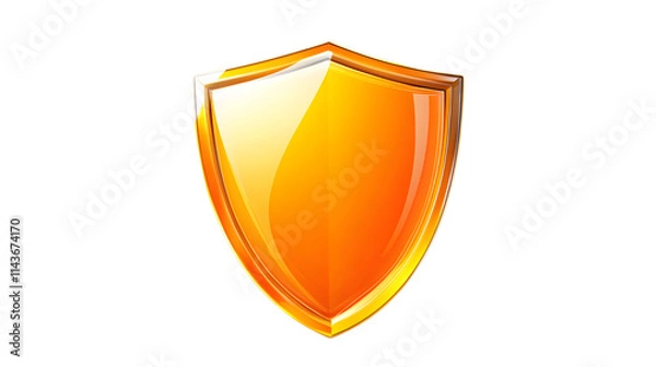 Fototapeta Orange defense shield with a strong and protective design, vector illustration