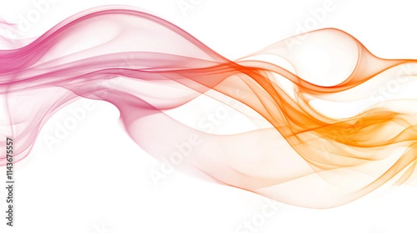 Fototapeta Pink and orange smooth smoke wave in a flowing pattern, isolated on transparent