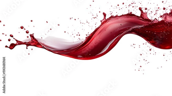 Fototapeta Red wine splash with elegant curves, isolated on transparent