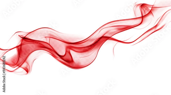 Fototapeta Red-colored modern design smoke with swirling patterns, isolated on transparent