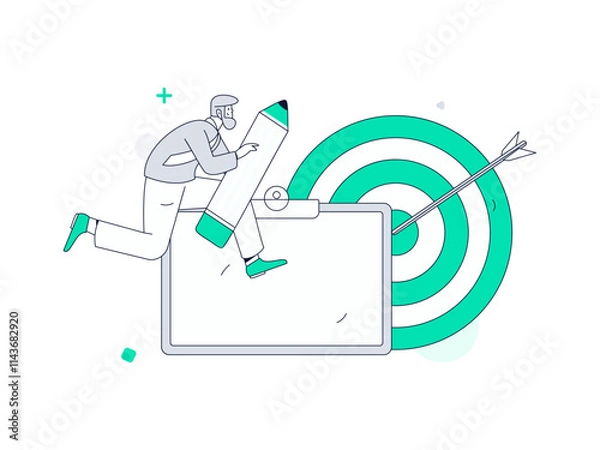 Fototapeta Check-in character flat vector concept operation hand-drawn illustration
