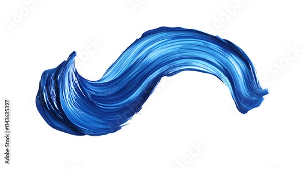 Fototapeta Twisted blue paintbrush stroke forming an abstract shape, isolated on transparent