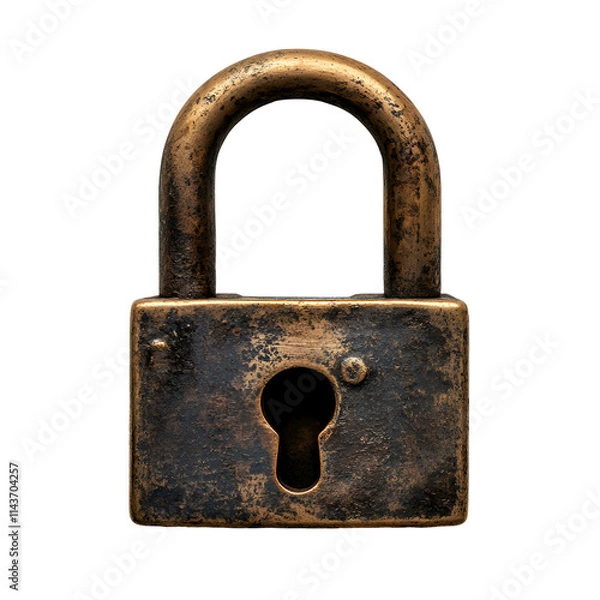 Obraz Antique Padlock, Isolated on White Background