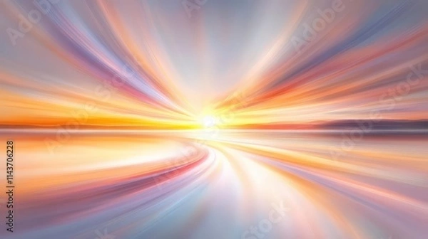 Obraz A vibrant sunset radiates warm colors across a serene landscape, creating a sense of tranquility and beauty. The image evokes feelings of peace and reflection.