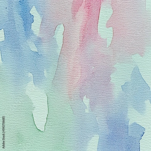 Obraz A soft watercolor abstract background featuring blended hues of blue, pink, and green, ideal for artistic projects or as a soothing backdrop.
