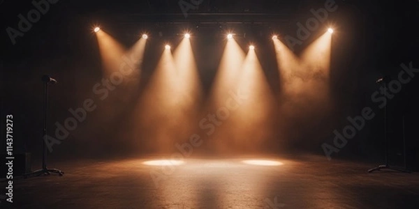 Fototapeta Empty stage with spotlights