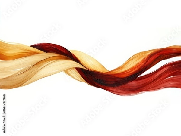 Obraz Abstract swirling smooth gold and red lines on white.