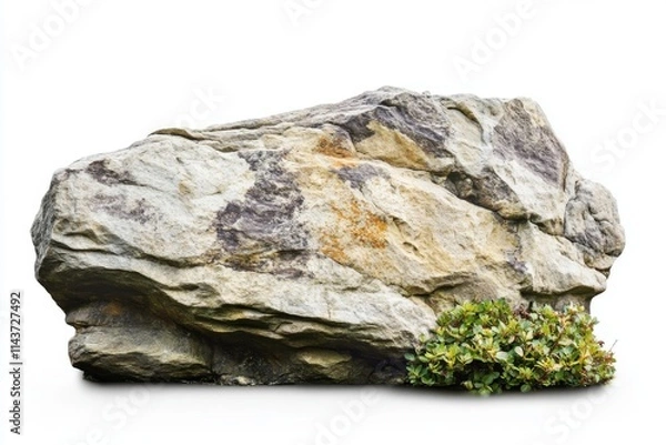 Fototapeta Cliff stone located part of the mountain rock isolated on white background
