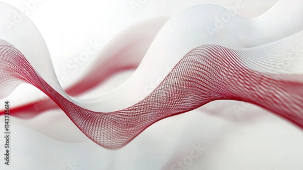 Fototapeta Flowing abstract lines in red and white create dynamic background