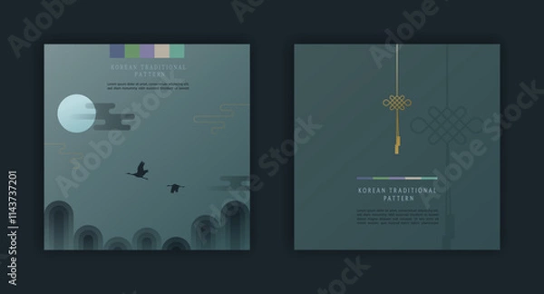 Fototapeta Happy New Year greeting card set. Vector illustration.