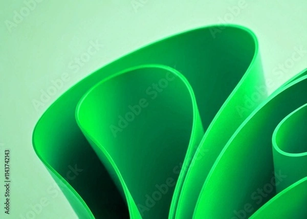 Fototapeta Abstract green curved shapes on white background