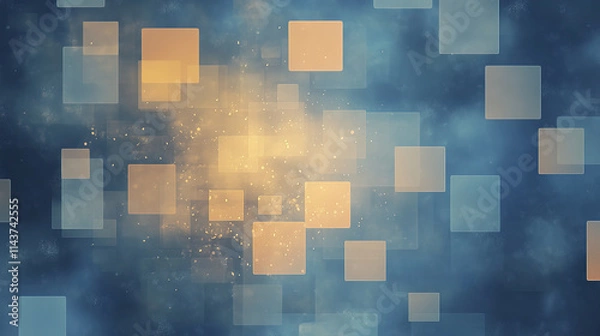 Fototapeta Abstract blue and orange background with squares and soft textures