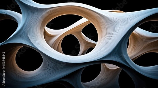 Fototapeta Dynamic abstract sculpture design art gallery visual artwork modern environment close-up perspective creative concept for seo