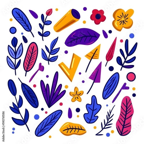 Fototapeta Abstract Illustration Featuring Diverse Elements of Nature and Flora