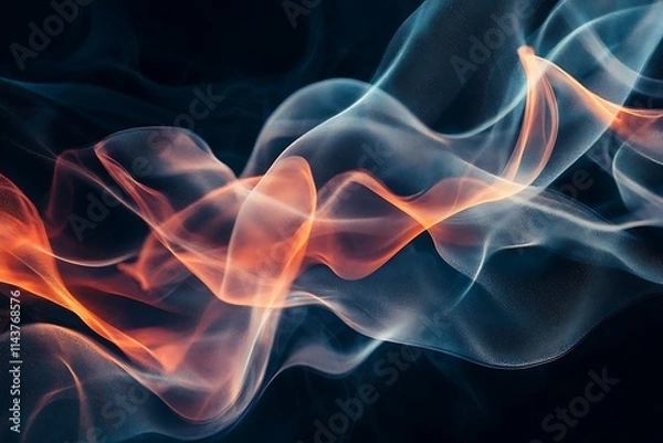Fototapeta Smoke, light, wave, pattern, black, backgrounds