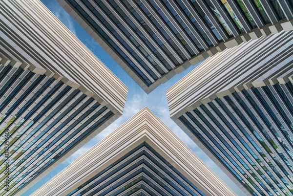 Fototapeta Close up of Local Details of Modern Urban Architecture in Changzhou, Jiangsu Province, China