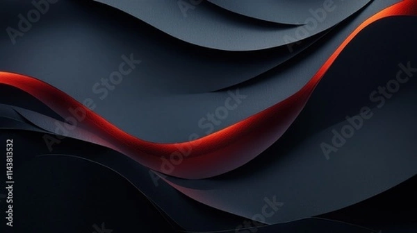 Fototapeta Dynamic abstract paper cuts with glowing red accents contemporary art digital design studio environment close-up viewpoint