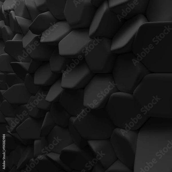 Obraz Black abstract squares backdrop. 3d rendering geometric polygons
