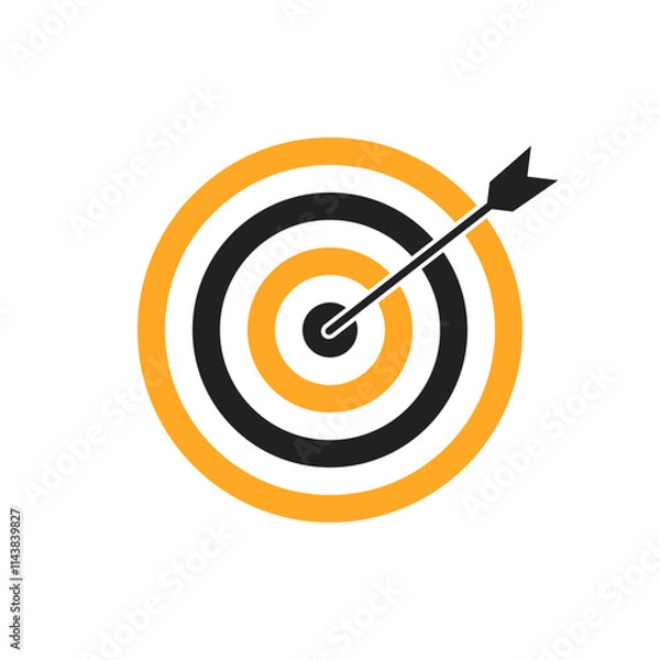 Fototapeta Orange and black bullseye dart target icon. Dart target goal marketing sign. Arrow dart logo vector. Winner dart sign.