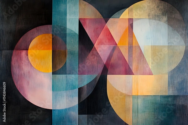 Obraz Colorful Abstract Geometric Landscape with Intersecting Shapes on Dark Background
