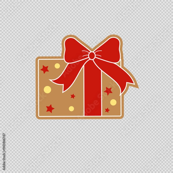 Obraz Gift shaped cookies isolated on transparent background. Vector