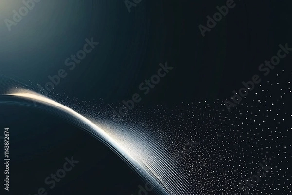 Obraz Abstract blue wave design with dark space backdrop and flowing lines,Generated By Ai