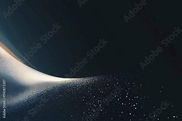 Fototapeta Abstract blue wave design with dark space backdrop and flowing lines,Generated By Ai