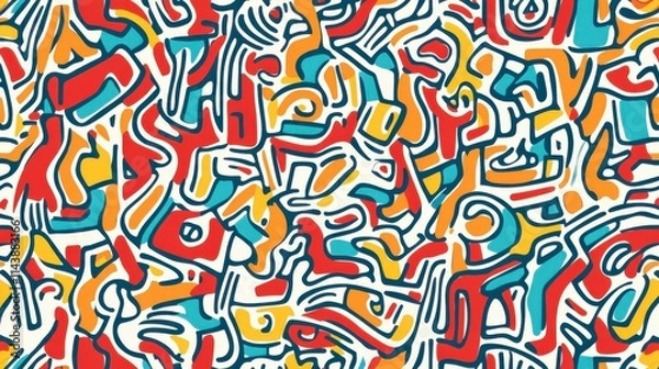 Fototapeta Colorful Abstract Pattern Design with Intricate Lines and Shapes
