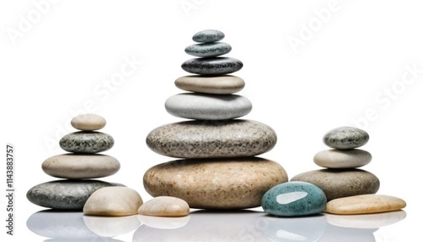 Fototapeta Serene Stacked Stones: A Peaceful Composition of Balanced Rocks