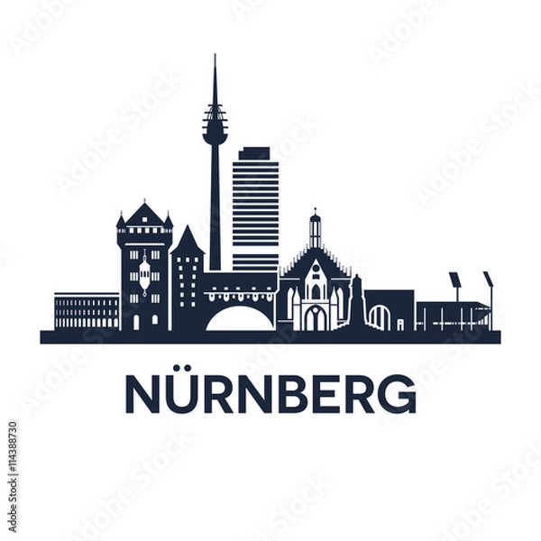 Fototapeta Nuremberg Skyline Emblem