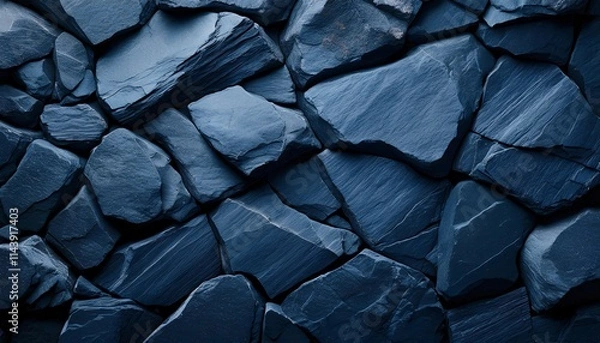 Fototapeta Abstract Dark Blue Slate Rock Texture with Cracked Layers – Natural Mineral Design for Creative Projects, Backgrounds, and Decor
