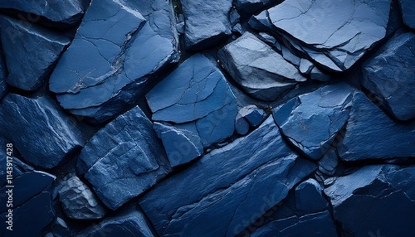 Fototapeta Abstract Dark Blue Slate Rock Texture with Cracked Layers – Natural Mineral Design for Creative Projects, Backgrounds, and Decor