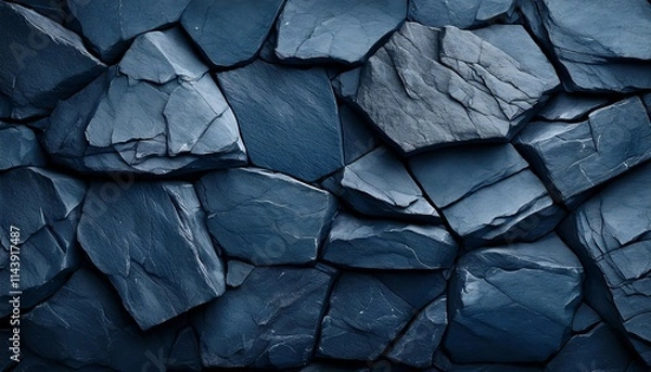 Fototapeta Abstract Dark Blue Slate Rock Texture with Cracked Layers – Natural Mineral Design for Creative Projects, Backgrounds, and Decor