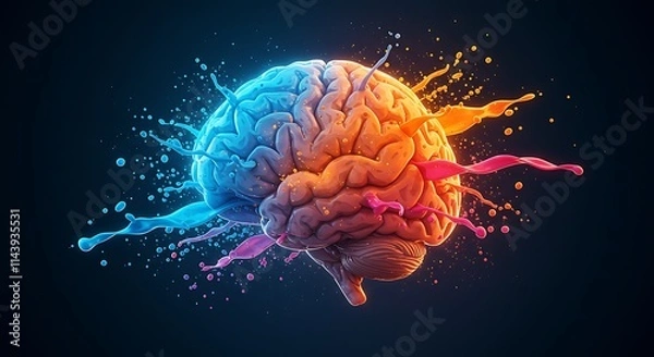 Fototapeta High-Tech Brain Visualization . neural activity and creative energy technology, medicine, and futuristic concepts artificial intelligence, innovation, and digital art neural activity