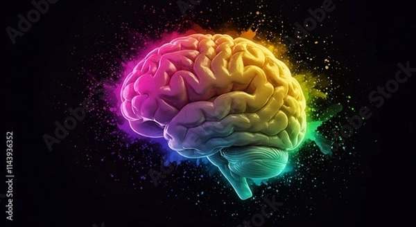 Fototapeta High-Tech Brain Visualization . neural activity and creative energy technology, medicine, and futuristic concepts artificial intelligence, innovation, and digital art neural activity