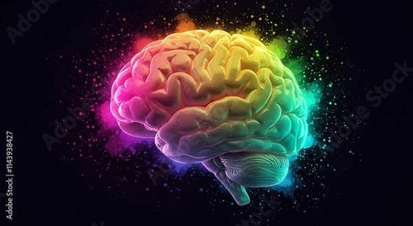 Fototapeta High-Tech Brain Visualization . neural activity and creative energy technology, medicine, and futuristic concepts artificial intelligence, innovation, and digital art neural activity