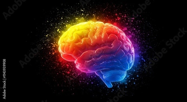 Fototapeta High-Tech Brain Visualization . neural activity and creative energy technology, medicine, and futuristic concepts artificial intelligence, innovation, and digital art neural activity